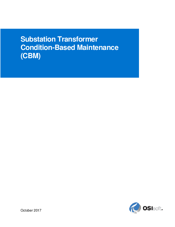 Substation Transformer Condition-Based Maintenance (CBM)