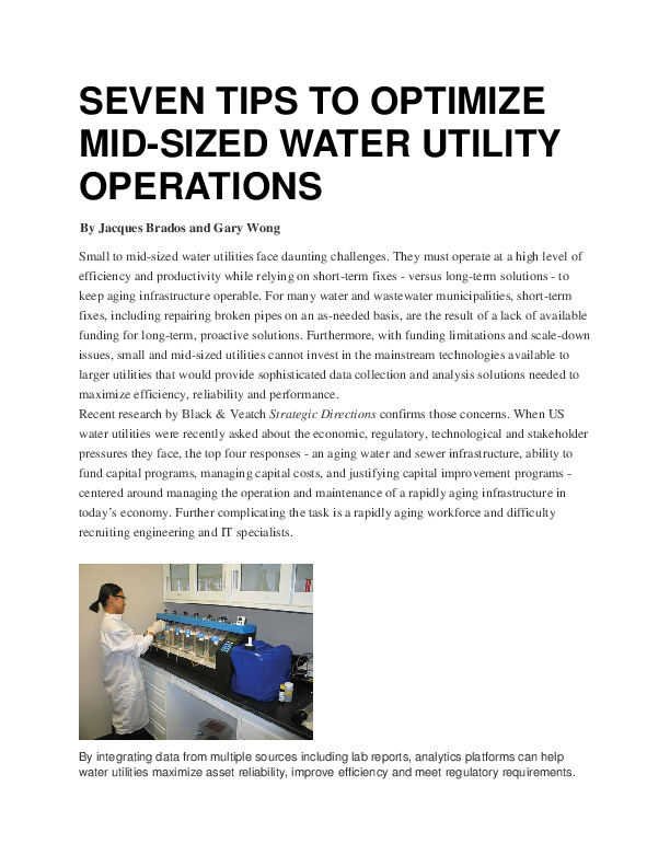 7 Tips to Optimize Mid-Sized Water Utility Operations