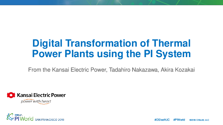 Digital Transformation of Thermal Power Plants using the PI System