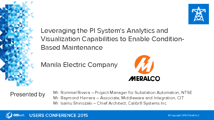 manila electric company meralco leveraging pi system analytics and visualization to enable cbm engerati manila electric company meralco